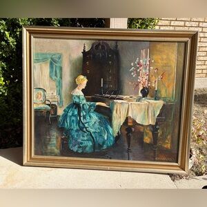 Oil painting by alise landquist women playing piano